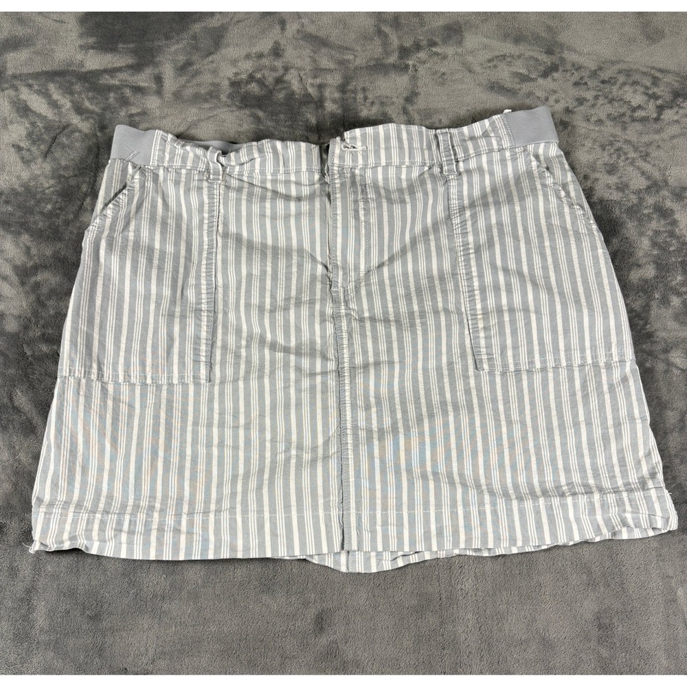Lee Womens Skort 18M Blue White Striped Cotton Blend Elastic Waist Pockets